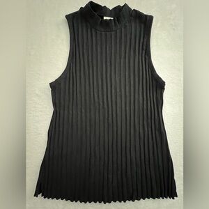 a new day Mock Neck Black Ribbed Stretchy Tank Top, Size M